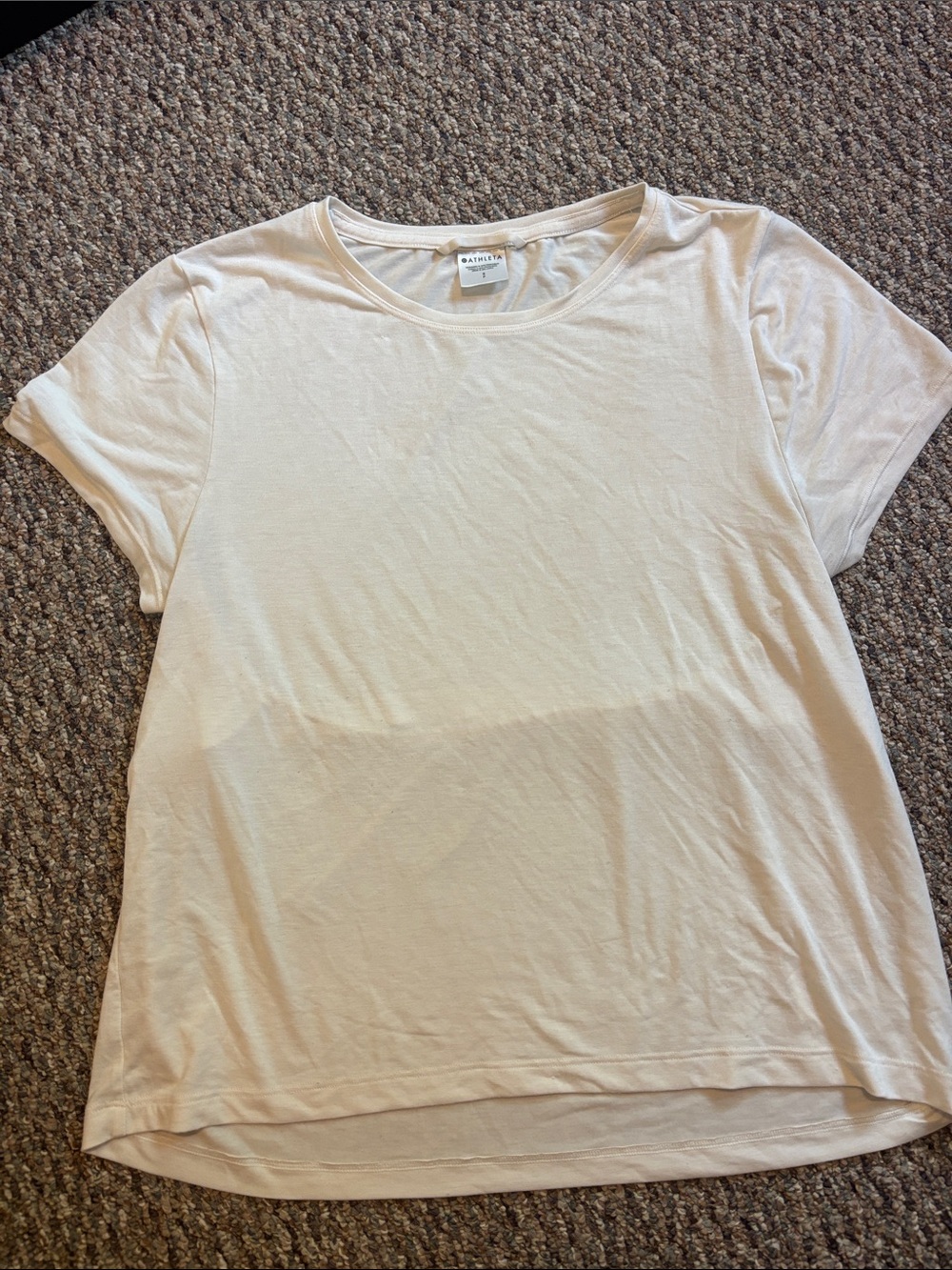 Athleta Women's Short Sleeve Crew Tee in Light Cream